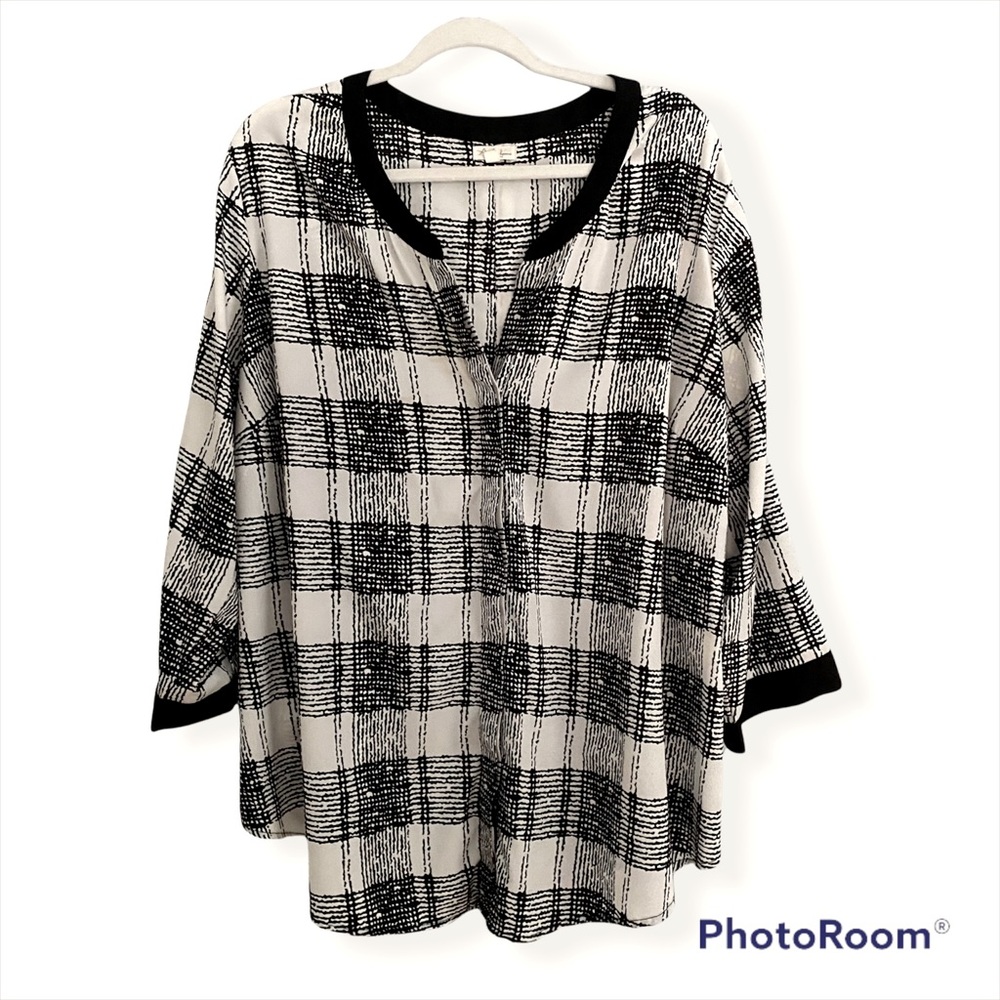 Antilia Femme Plaid Button Down Blouse